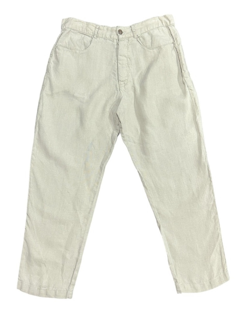 Alex Crane Women's Pants 30 "Cham" Pants in "Natural Bone" 100% Linen Button Fly